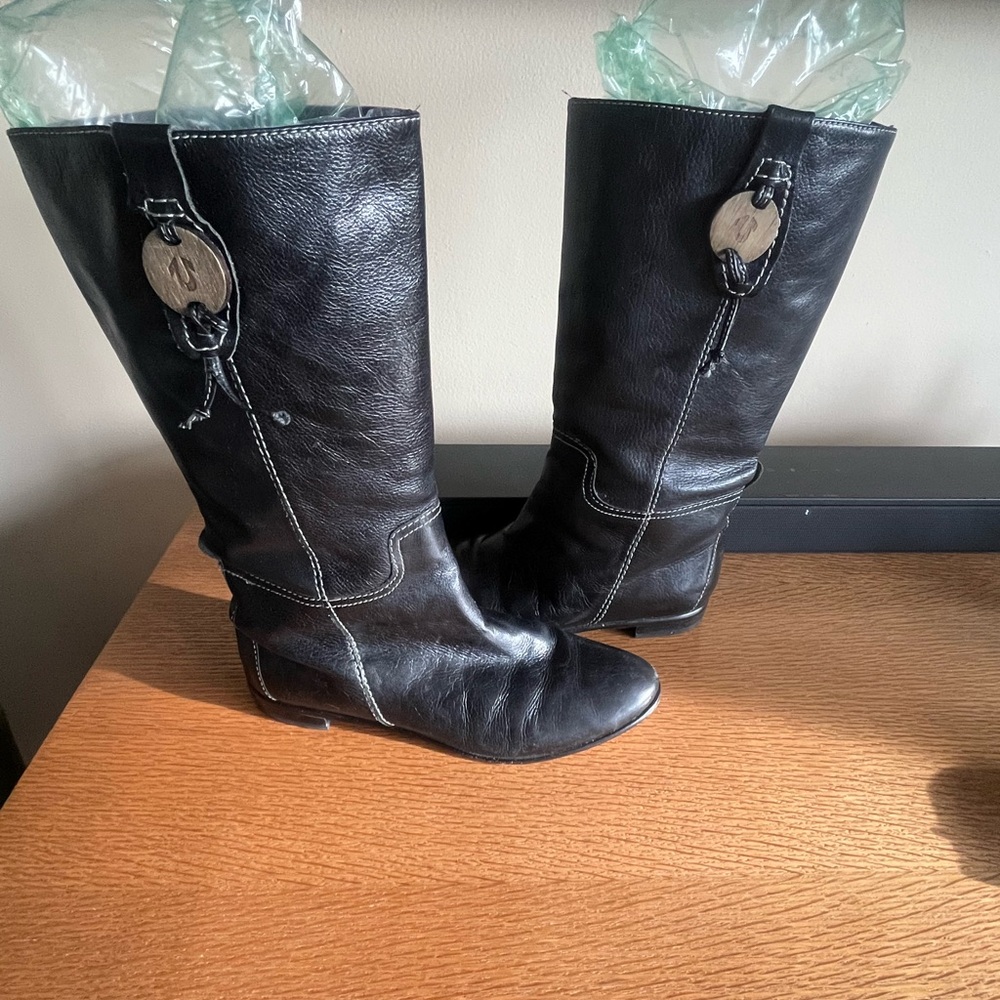 True Religion Black Leather Boots